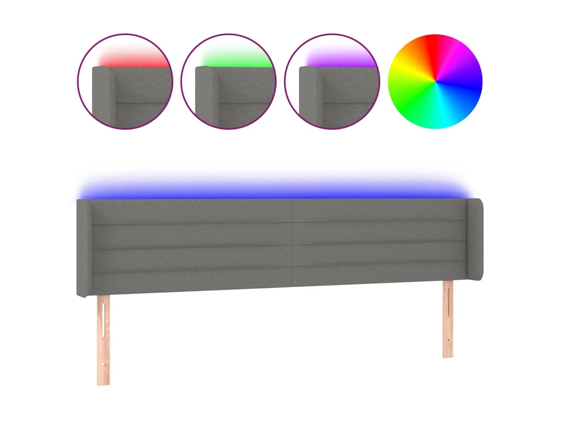 Led Headboard, Led Headboards Vidaxl Cinzeto Tecido (203 X 16 X 78/88 Cm)