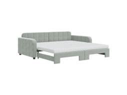 Sofá cama com Gavetão e Colchões (100x200 cm) Veludo Cinzento claro MAISON EXCLUSIVE