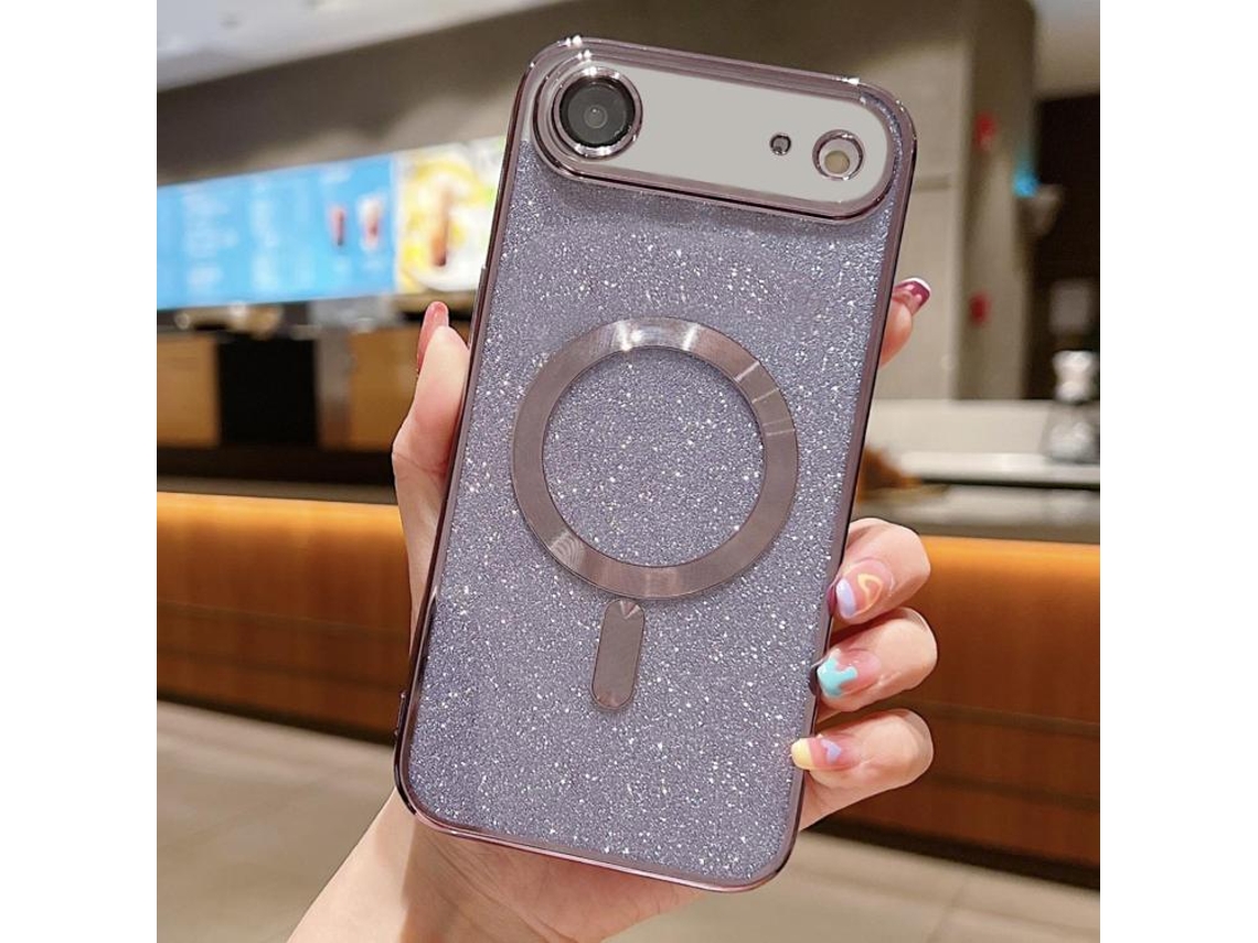 Capa De Tpu Para Iphone Air - Glitter - Acabamento Eletroplástico - Magsafe