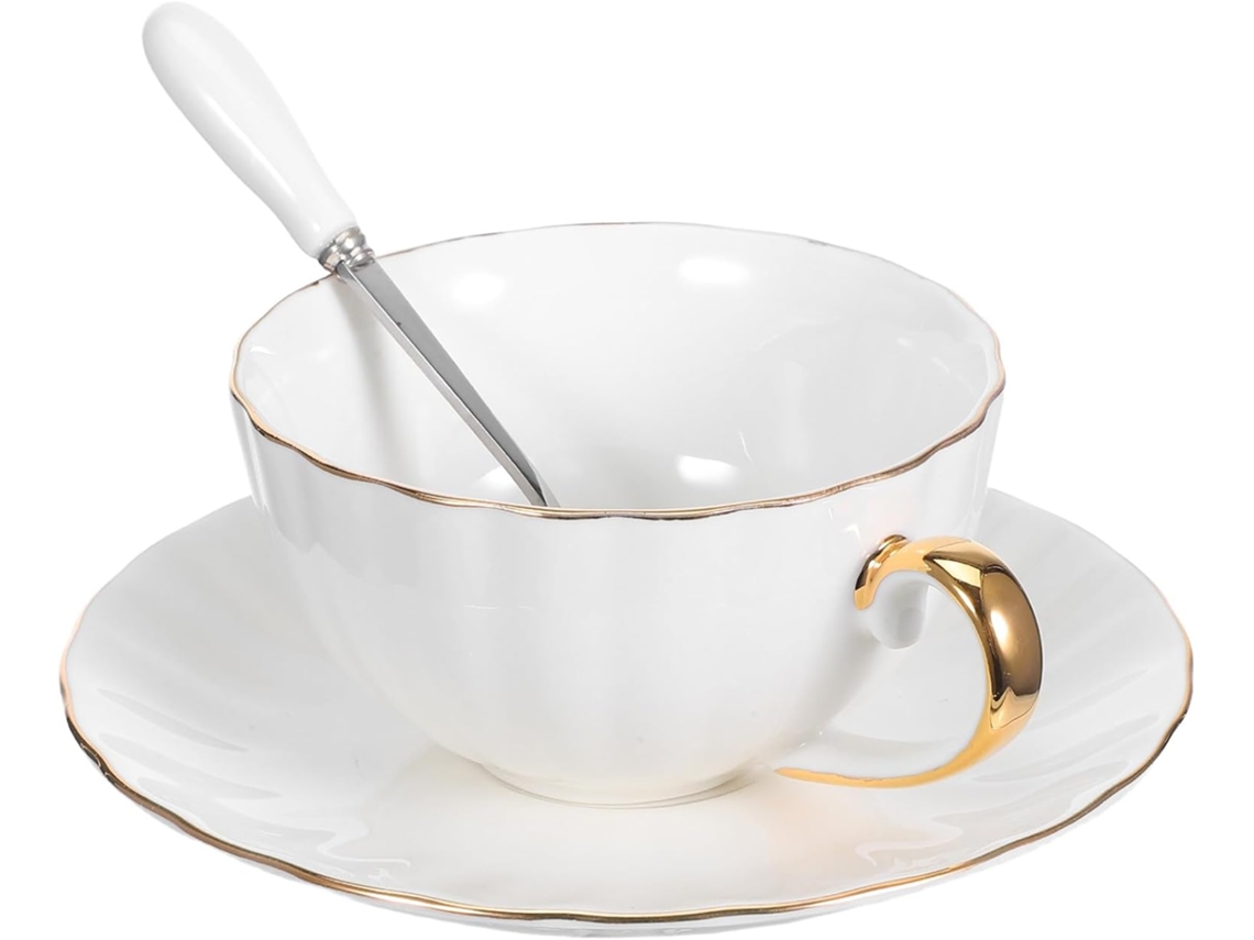 Conjunto De Café Em Porcelana Branca, Xícara E Pires De 220ml (colher Não Incluída