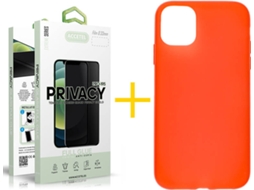 Capa + 1 Película de Vidro Anti-Spy iPhone 13 ACCETEL Silicone Liso Vermelho