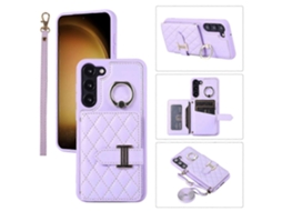Capa Para Celular Com Suporte Horizontal Para Cartões E Argolas, Com Cordão Duplo, Compatível Com Samsung Galaxy S23+ 5g.