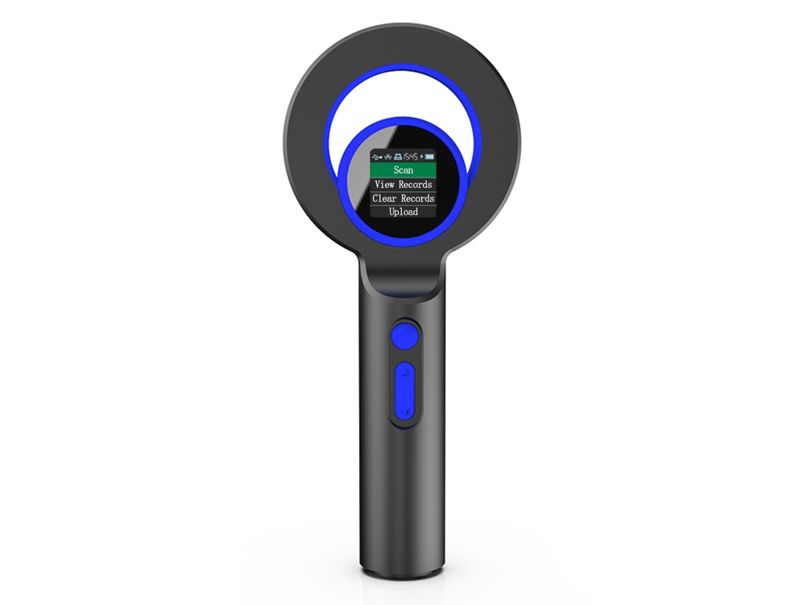 Leitor de Microchip Animal Portátil com Tela Oled, Armazenamento 240pcs, Conexão Bt/usb/2.4g, 134.2khz