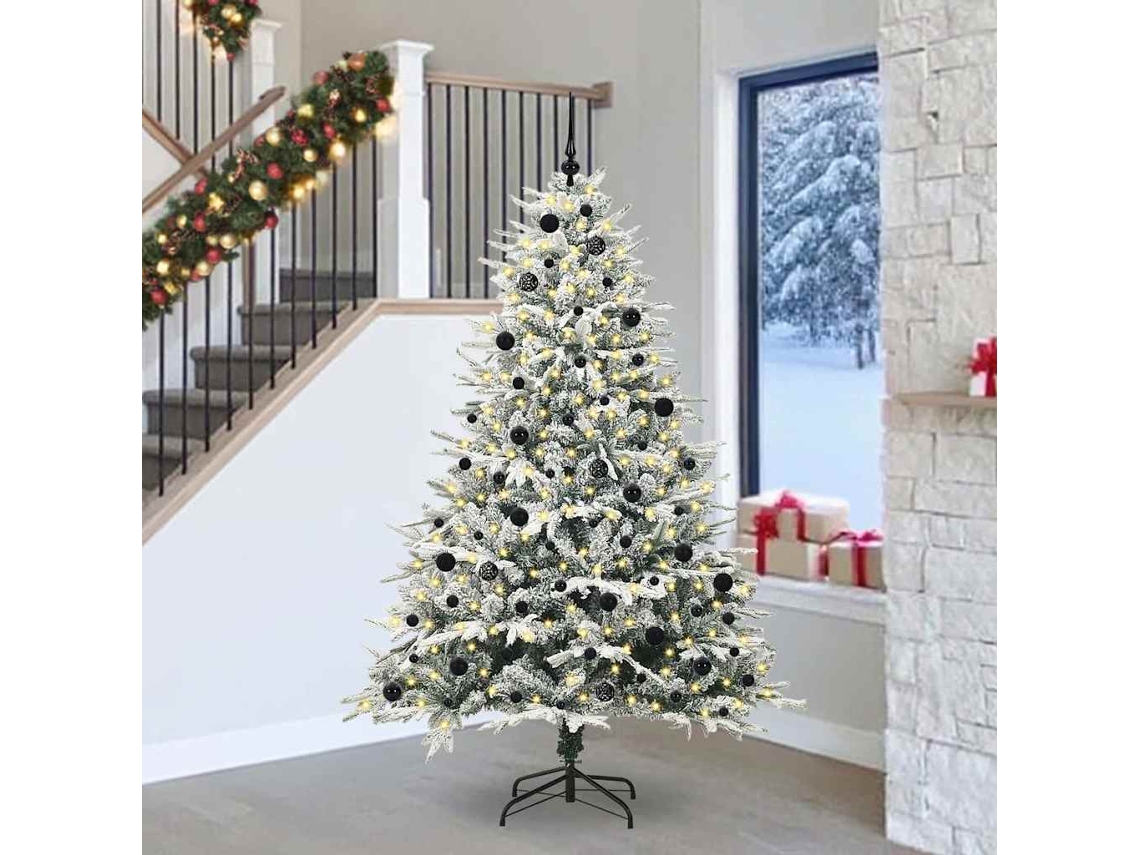 Vidaxl Árvore De Natal Artificial Pré-iluminada Com Conjunto De Bolas
