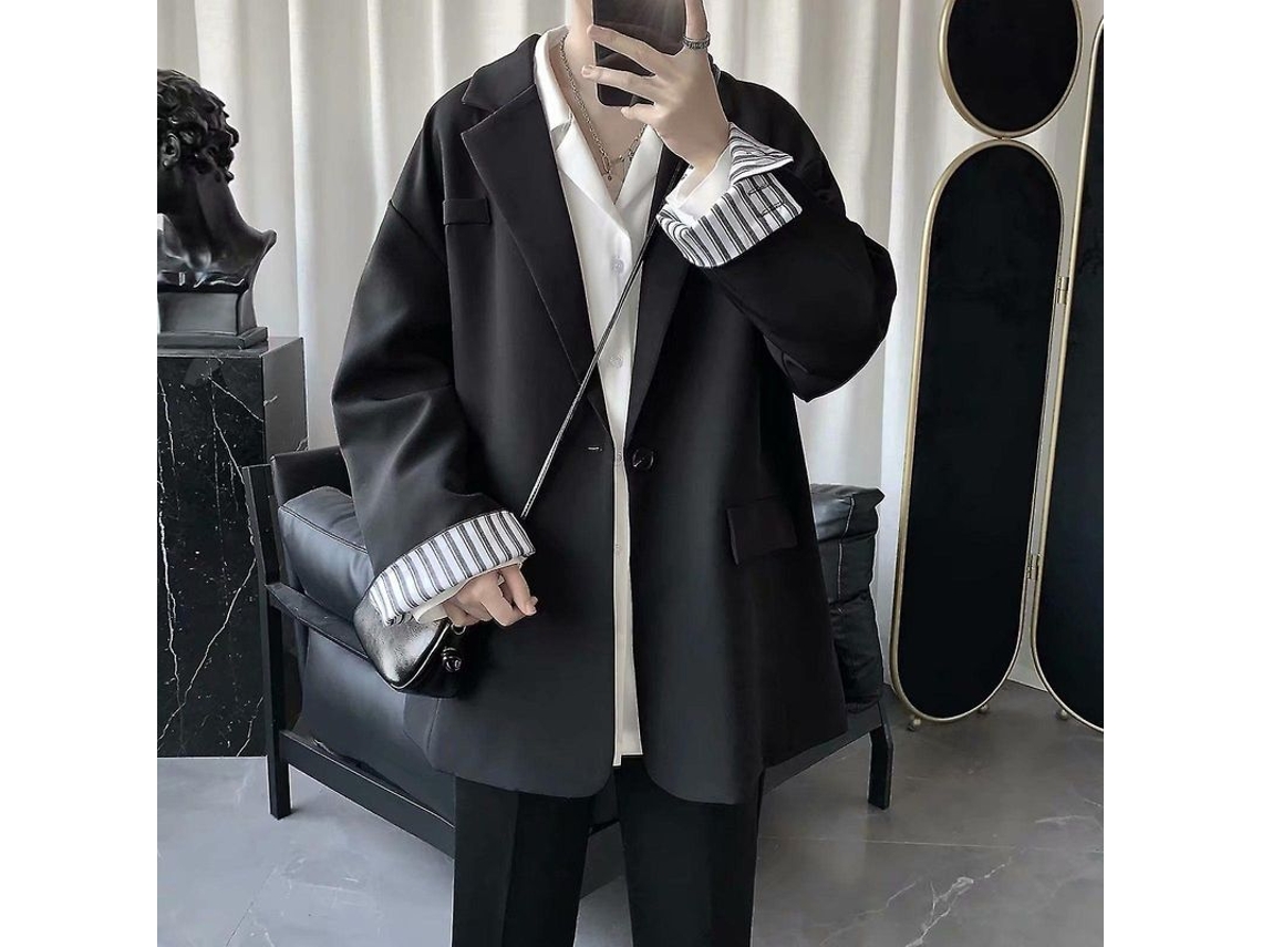 Jaquetas Casual Masculinas Estilo Lazer, Soltas E Modernas, Estilo Coreano, Primavera E Outono Blackb