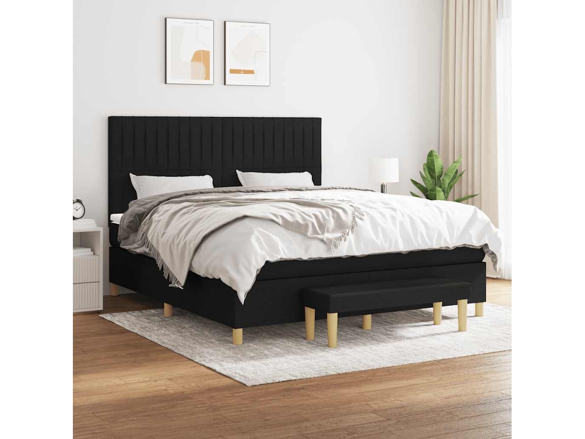 Vidaxl Cama Com Molas/colchão 160x200 Cm Tecido Preto