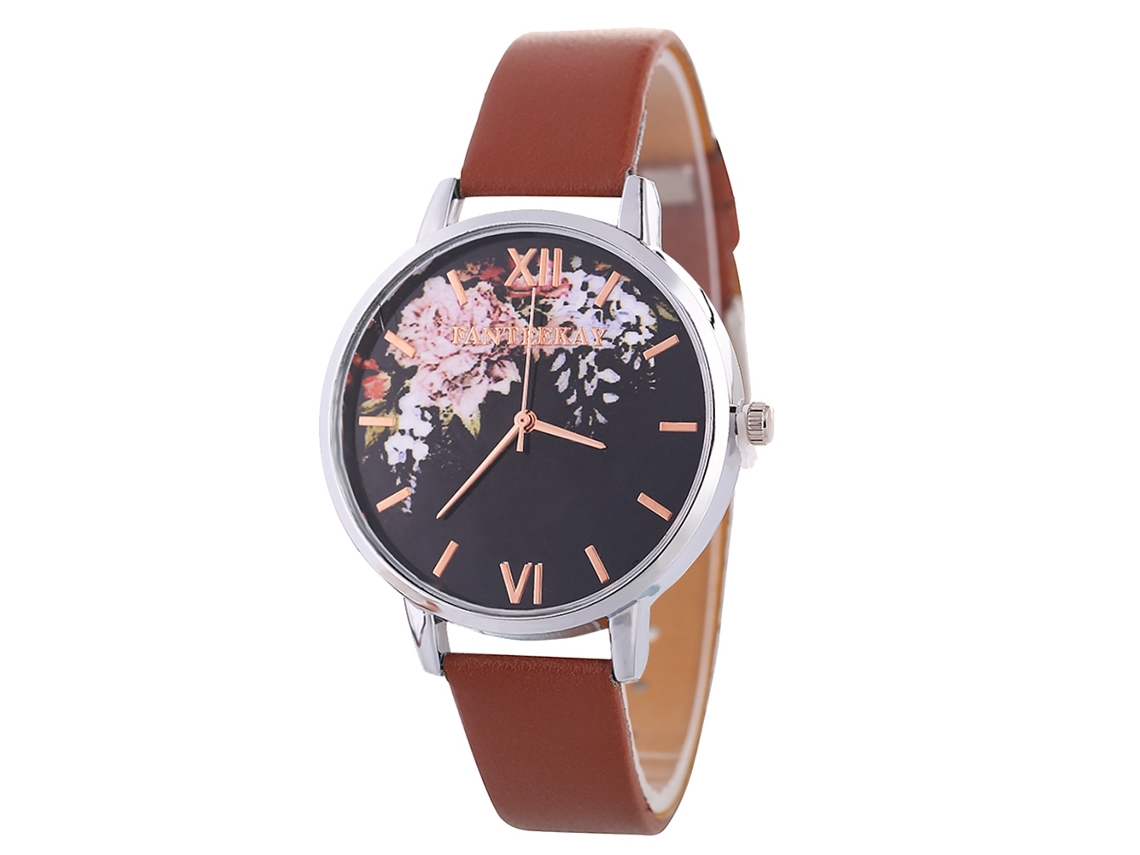 Relógio de Pulso Casual Estilo Coreano de Quartzo com Pulseira de Couro Marrom Zlf0532 c