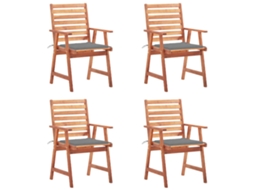 Vidaxl Cadeiras De Jantar P/ Jardim 4 Pcs C/ Almofadões Acácia Maciça