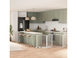 Vidaxl Portão P/ Cães Com Porta Dobrável 12 Painéis 960cm Álamo Branco