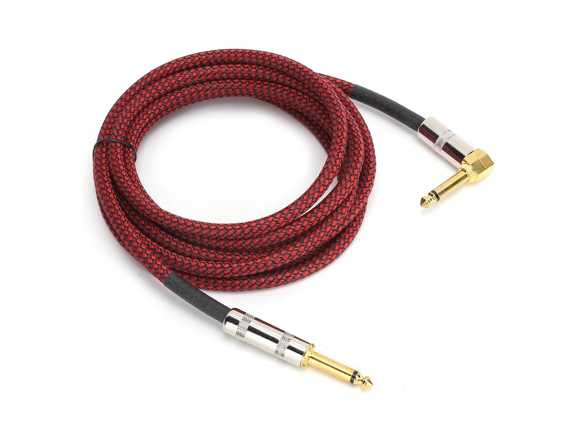 CABO DE ÁUDIO 6.35MM PARA GUITARRA ELÉTRICA 6M/19.7FT COM PLUG DOURADO E ISOLAÇÃO DUPLA