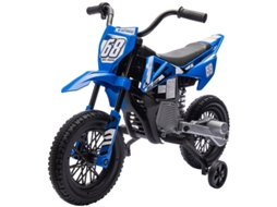 Moto Elétrica Infantil 12v Com Música E Rodinhas De Apoio, Azul Para Crianças De 3 A 6 Anos.