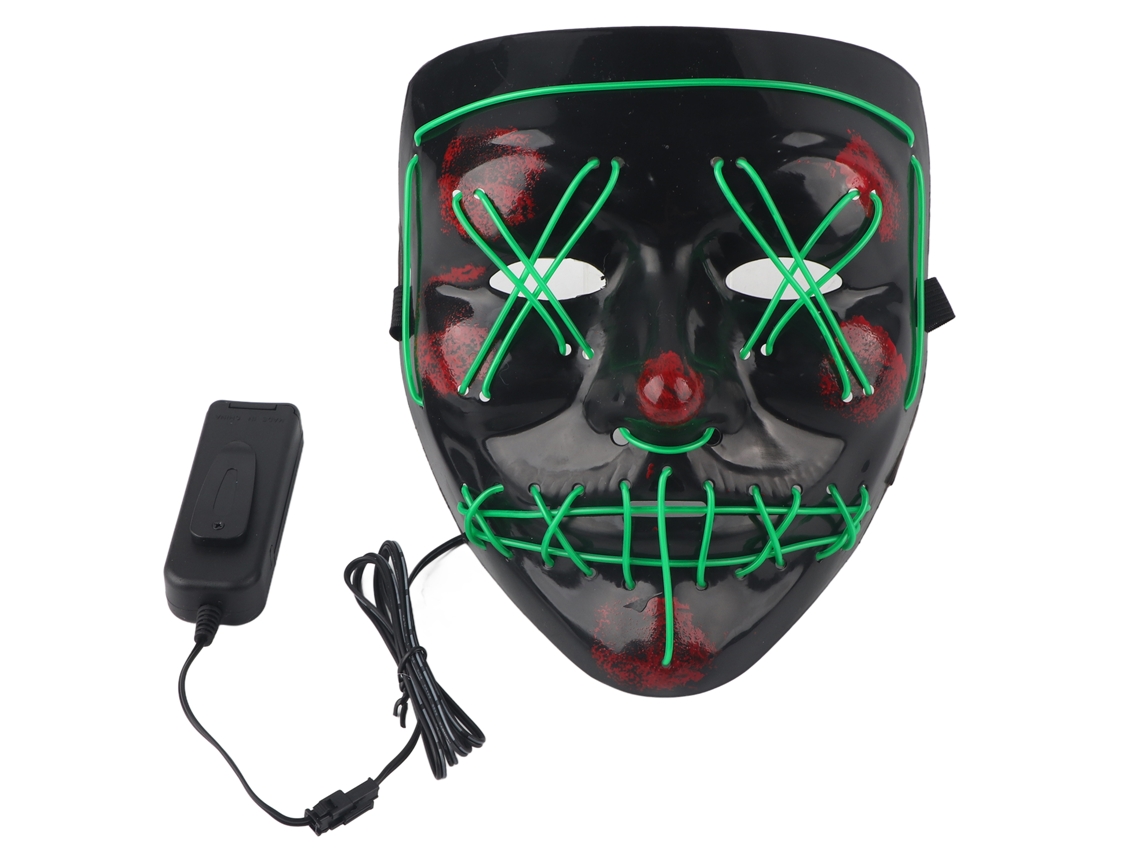 Ats máscara de Palhaço Assustadora com Luzes de Fio para Trajes de Halloween e Festas Verdes