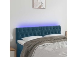 Vidaxl Cabeceira De Cama C/ Luzes Led Veludo 144x7x78/88cm Azul-escuro