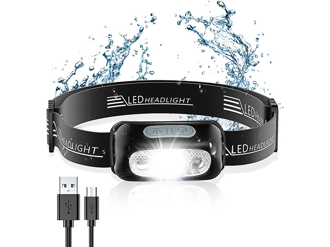 Lanterna de Cabeça LED 8 Leds, Recarregável USB, IPX4 BRILVIBERA