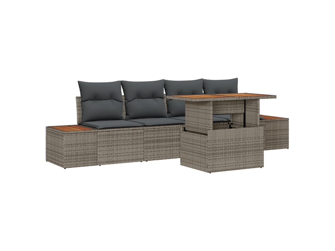 Conjunto 5 Móveis De Jardim Vidaxl Cinzento Vime Pe (100 X 55 X 73 Cm)
