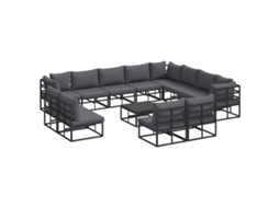 Conjunto 13 Conjuntos De Sofás Para Jardim Vidaxl Preto Alumínio (353 X 283 X 71 Cm)