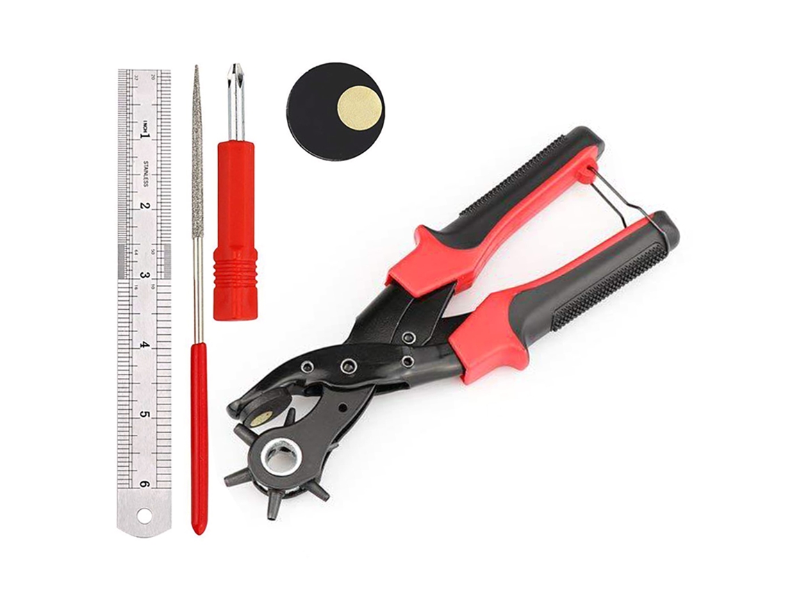 Alicate Perforador Manual De Cinturón Giratorio Multifuncional Com 6 Tamanhos De Furos Para Couro E Plástico