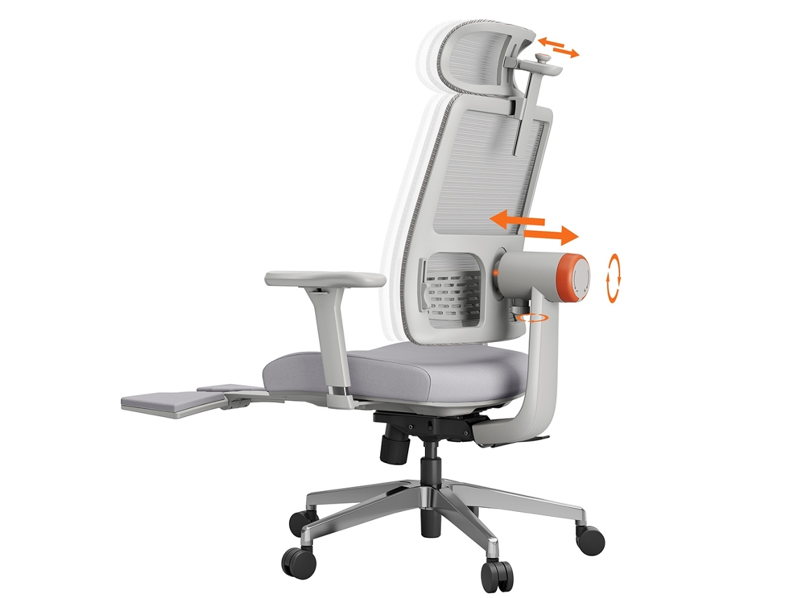 Cadeira de Escritório Ergonómica com Apoio para os Pés NEWTRAL MagicH-Bpro Cinzento (Braços Reguláveis - Malha)