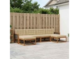 Vidaxl Conjunto De Sofás Para Exterior 6 Pcs Natural E Bege