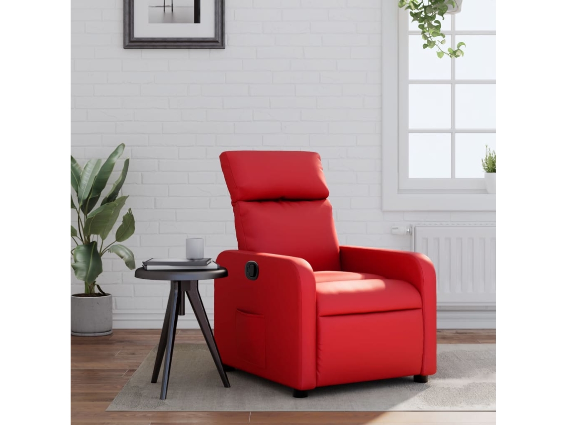 Vidaxl Poltrona Reclinável Couro Artificial Vermelho