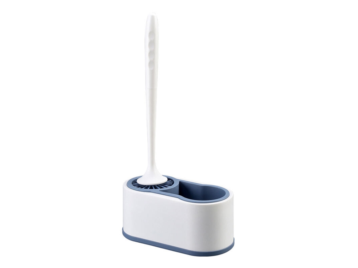 Escova Sanitária de Silicone Macio para Parede com Suporte, Conjunto de Limpeza com Estojo de Armazenamento, Azul AQUAFORGE