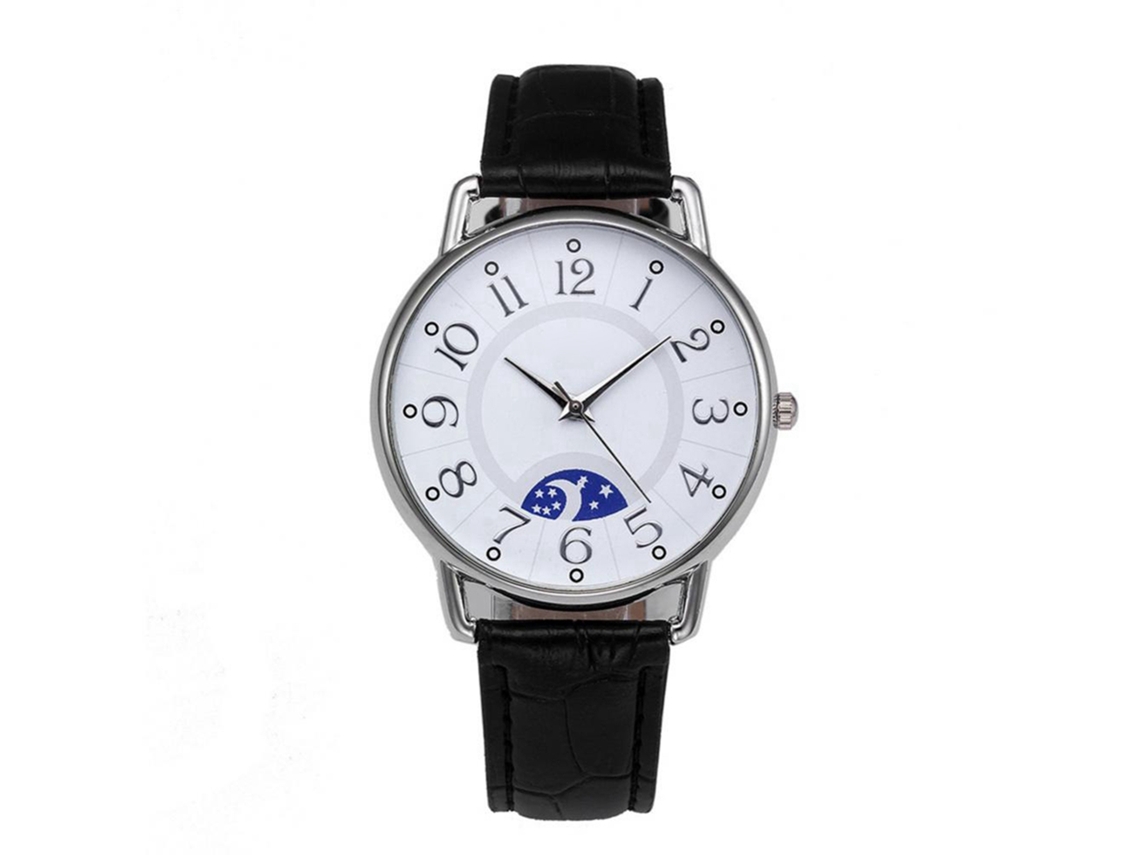 Reloj De Cuarzo Unisex Con Correa Ajustable Simple Y Moderno (base Blanca, Correa Negra)