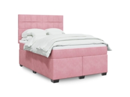 Vidaxl Cama Com Molas/colchão 160x200 Cm Veludo Rosa