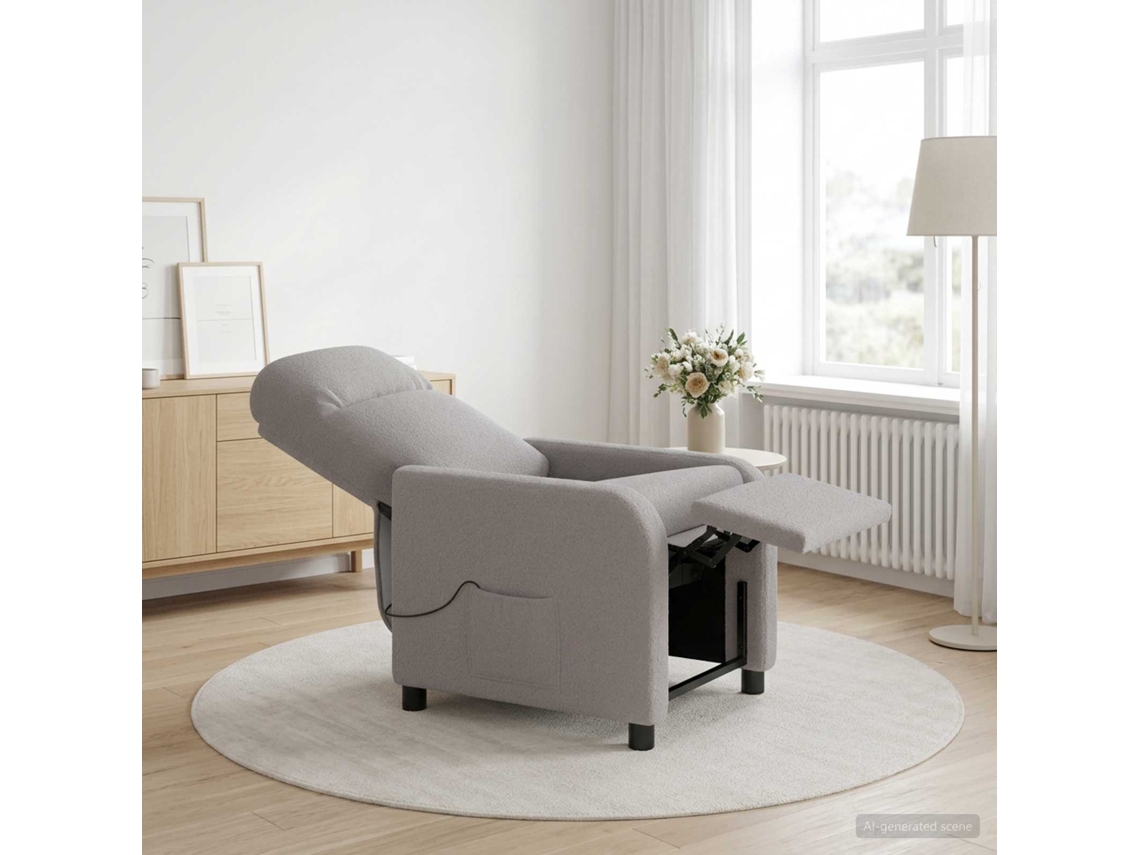 Vidaxl Recliner De Massagem Cinzento-claro Bouclé