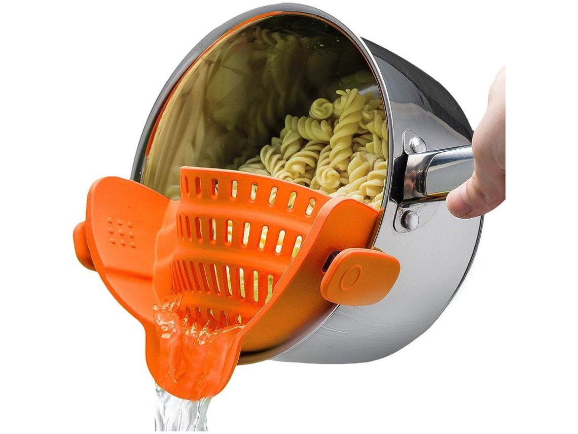 Escorredor de silicone ajustável Rebe com clipe para massas e outros alimentos, laranja