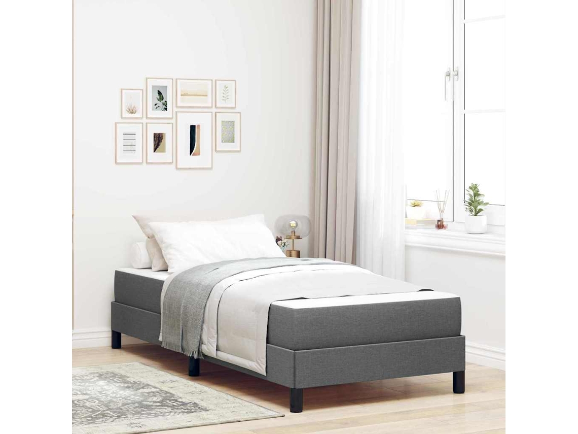 Vidaxl Cama Box Cinza Escuro 100 X 200 Cm Tecido