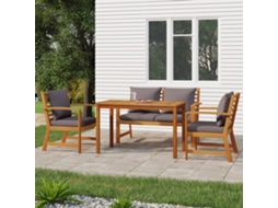 4 unidades Conj. Jantar Jardim C/ Almofadões Madeira Acácia Maciça Dkd Home Decor