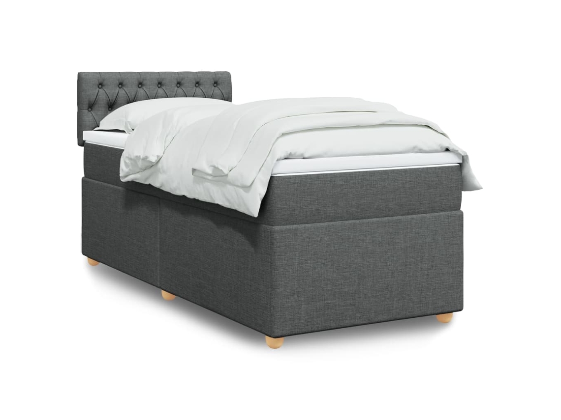 Vidaxl Cama Com Molas/colchão 90x190 Cm Tecido Cinza-escuro