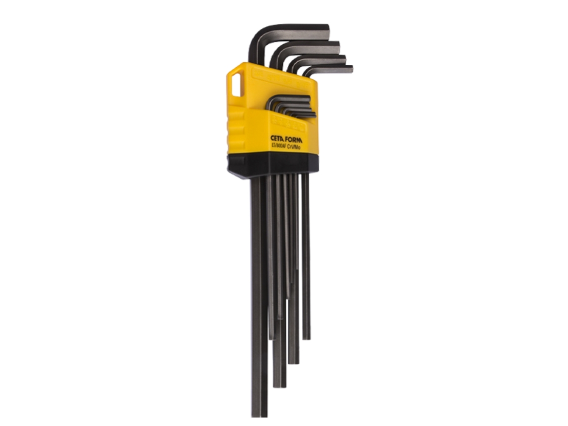 Conjunto de 9 chaves Allen SAE CETAFORM, braço longo L