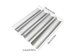 Forma para Assar Baguete Com 4 Ondas, Forma para Pão Francês, Prato Antiaderente para Bolo Zeuxo