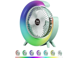 Ventilador mesa USB silencioso luz LED, 3 velocidades, resfriamento CZHHMART (verde) | CZHHMART