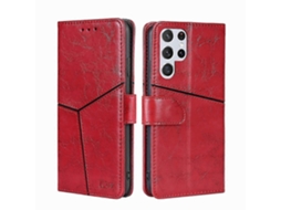 Capa De Couro Com Costura Geométrica Horizontal Para Samsung Galaxy S23 Ultra 5g