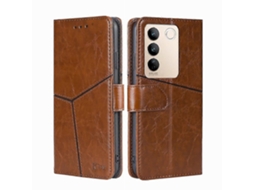 Capa De Couro Flip Horizontal Com Costura Geométrica Para Vivo S16 / S16 Pro