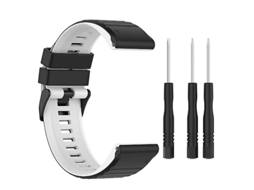 Bracelete de Smartwatch para Garmin Fenix 7 26Mm Faixa de Relógio de Silicone de Preto Branco VENISYMLIS