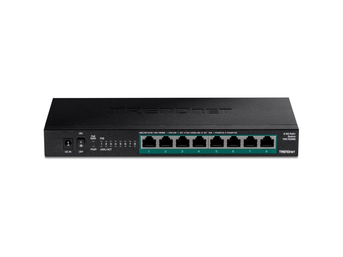 Comutador não gerido de 8 portas TRENDnet POE+ 2.5G