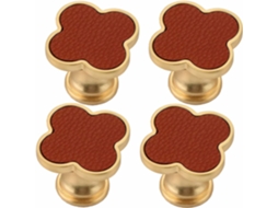 Conjunto De 4 Puxadores Liga Zinco Para Armários E Cômodas, Em Formato De Trevo Quatro Folhas, Com Parafuso Para Fixação