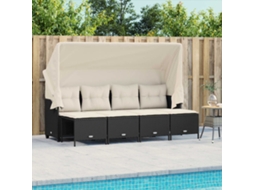 Vidaxl 5 Pcs Conjunto Sofás De Jardim Com Almofadões Vime Pe Preto