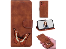 Capa Fólio Stand Slot para Honor, Huawei Huawei P Smart 2019/10I/20I HONGWE. com Porta-Cartões Castanho