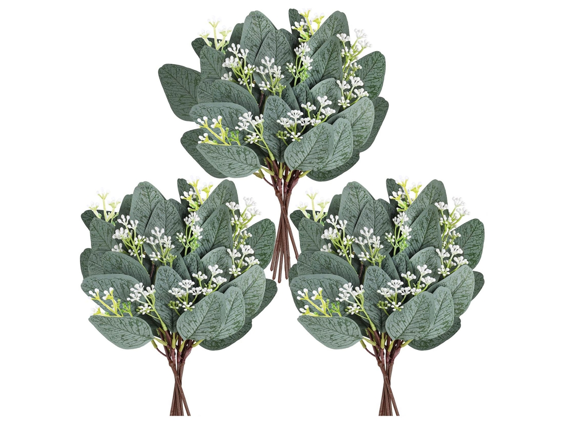 Ramos de Eucalipto Artificial com Curto Controle, Decorativos LAXISCREED