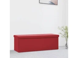 Vidaxl Banco De Arrumação Dobrável Pvc Vermelho Tinto