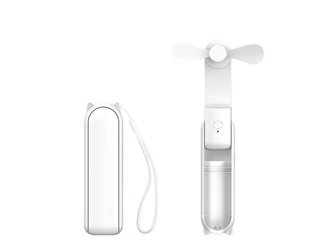Mini Ventoinha De Mão Recarregável, 3 Velocidades, Usb, Bateria, Viagem, Branco