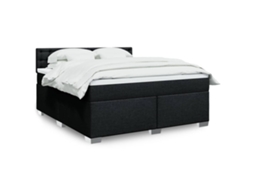 Vidaxl Cama Com Molas/colchão 180x200 Cm Tecido Preto