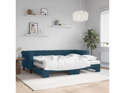 Vidaxl Sofá-cama Com Gavetão E Colchões 80x200 Cm Veludo Azul