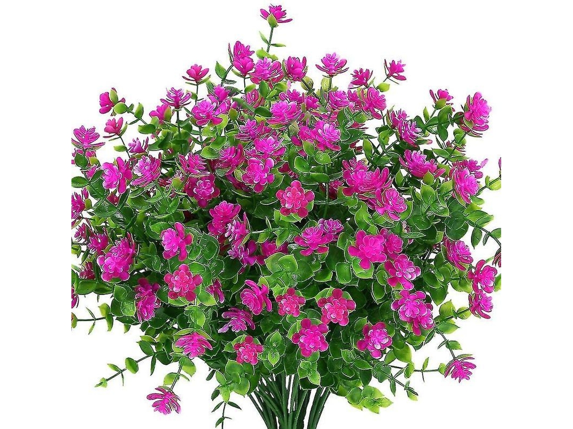 Conjunto de 12 flores de Lótus vermelha artificial, resistentes a UV, para decoração