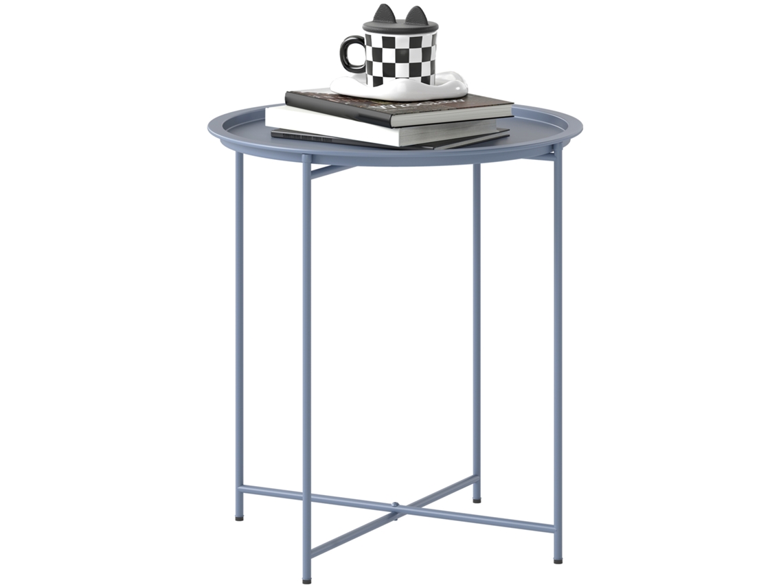 Mesa de jardim com bancada de vidro temperado ZENCORE SERVICES preta Ø60x70 cm