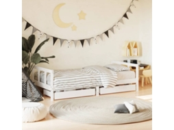 Vidaxl Estrutura Cama Infantil C/ Gavetas 90x190cm Pinho Maciço Branco